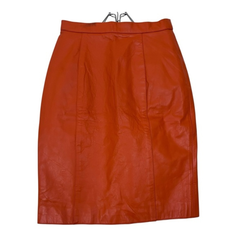 L.A. ROXX Vintage 80s Orange Leather Pencil Skirt Size 4